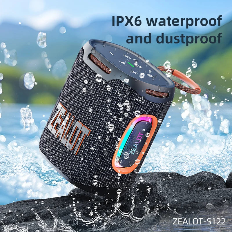 Zealot-S122 Bluetooth Speaker BT5.3 Wireless IPX6 Waterproof Shower Speaker