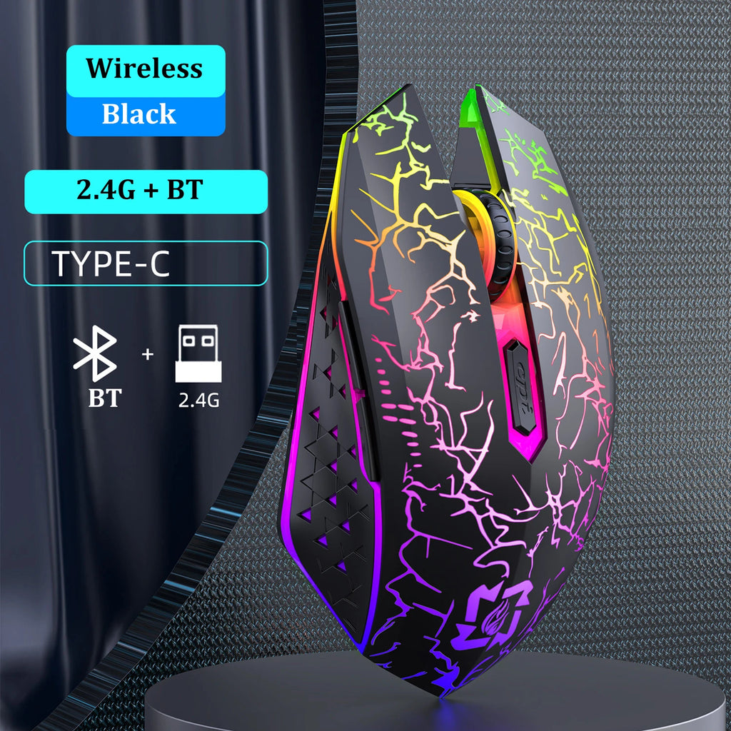 Bluetooth 5.2 Mouse RGB 2.4G Wireless Mouse Dual-Mode Gaming Mouse 6 Buttons