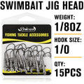 15PCS Hover Rig Jighead Swimbait Jig Heads for Bass Fishing