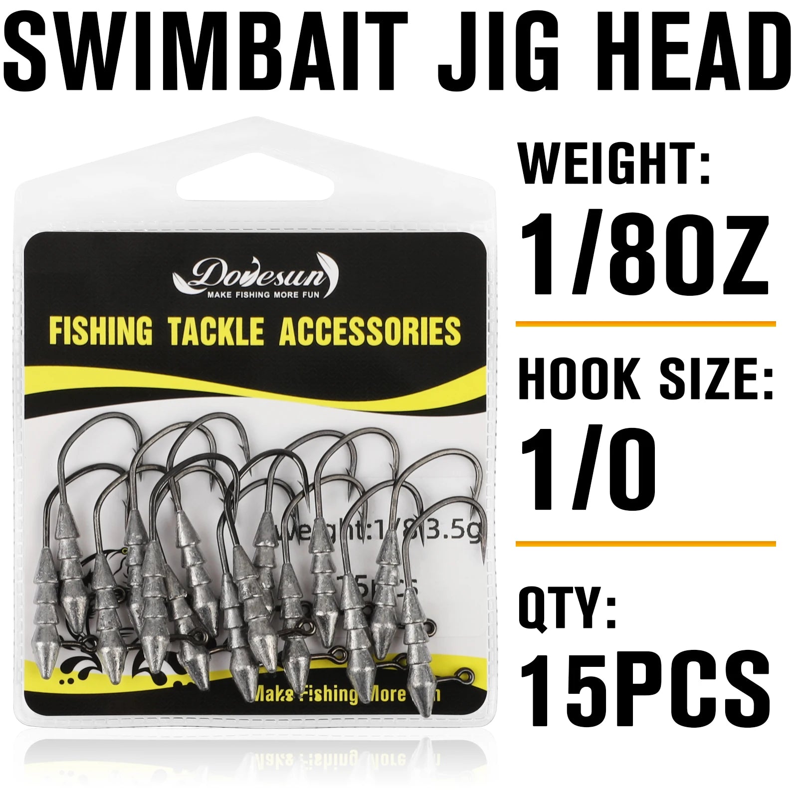 15PCS Hover Rig Jighead Swimbait Jig Heads for Bass Fishing