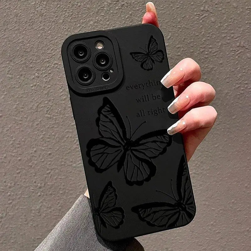 Fashion Letter & Butterfly Pattern Phone Case, All-inclusive  Compatible with IPhone 17 16 Pro Max 15 Pro 14Plus 13 12 11 XR XS