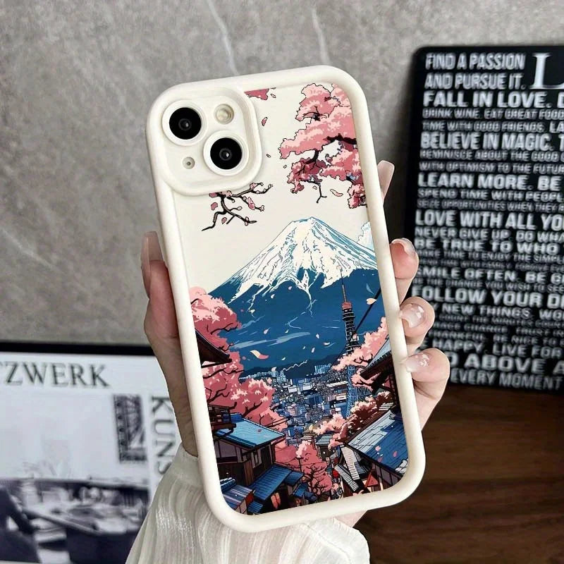 Stylish Japanese Anime Sakura Landscape For Apple iPhone 17 to 11 Plus