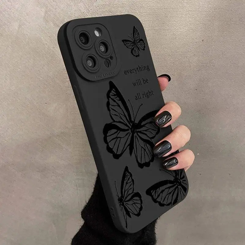 Fashion Letter & Butterfly Pattern Phone Case, All-inclusive  Compatible with IPhone 17 16 Pro Max 15 Pro 14Plus 13 12 11 XR XS