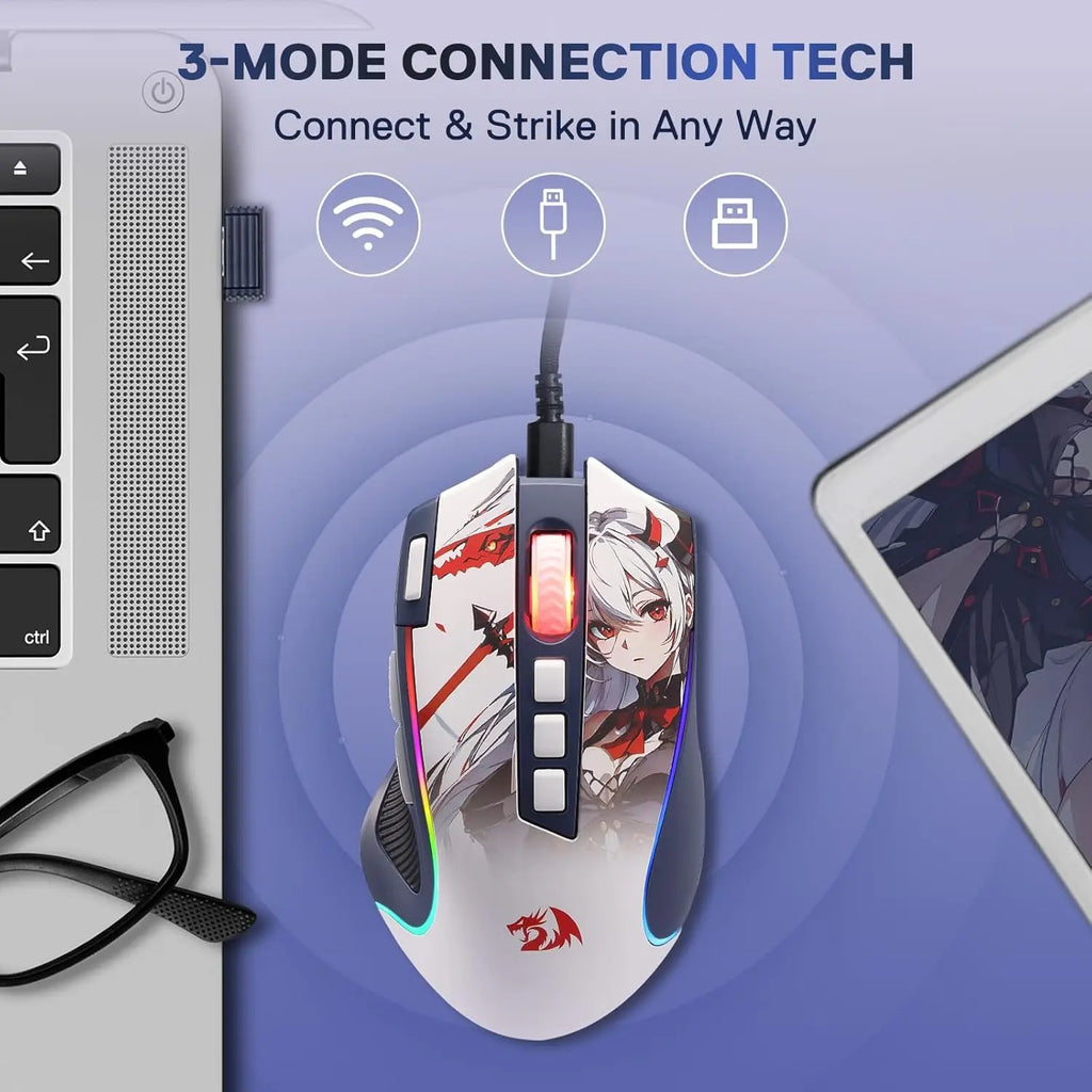 Redragon M612AK PRO RGB Gaming Mouse 8000 DPI Wired/Wireless Optical Mouse