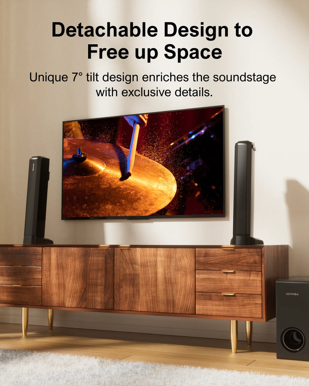 ULTIMEA 200W 4.1ch Soundbar with Subwoofer,2-in-1 Detachable Bluetooth 5.3 Soundbar