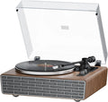 XJ-HOME All in One Vinyl Record Player with 4 Treble/Bass Stereo Speakers,Bluetooth AT-3600L,Phono Preamp,33/45RPM,2-Speed,AUX in/RCA Out