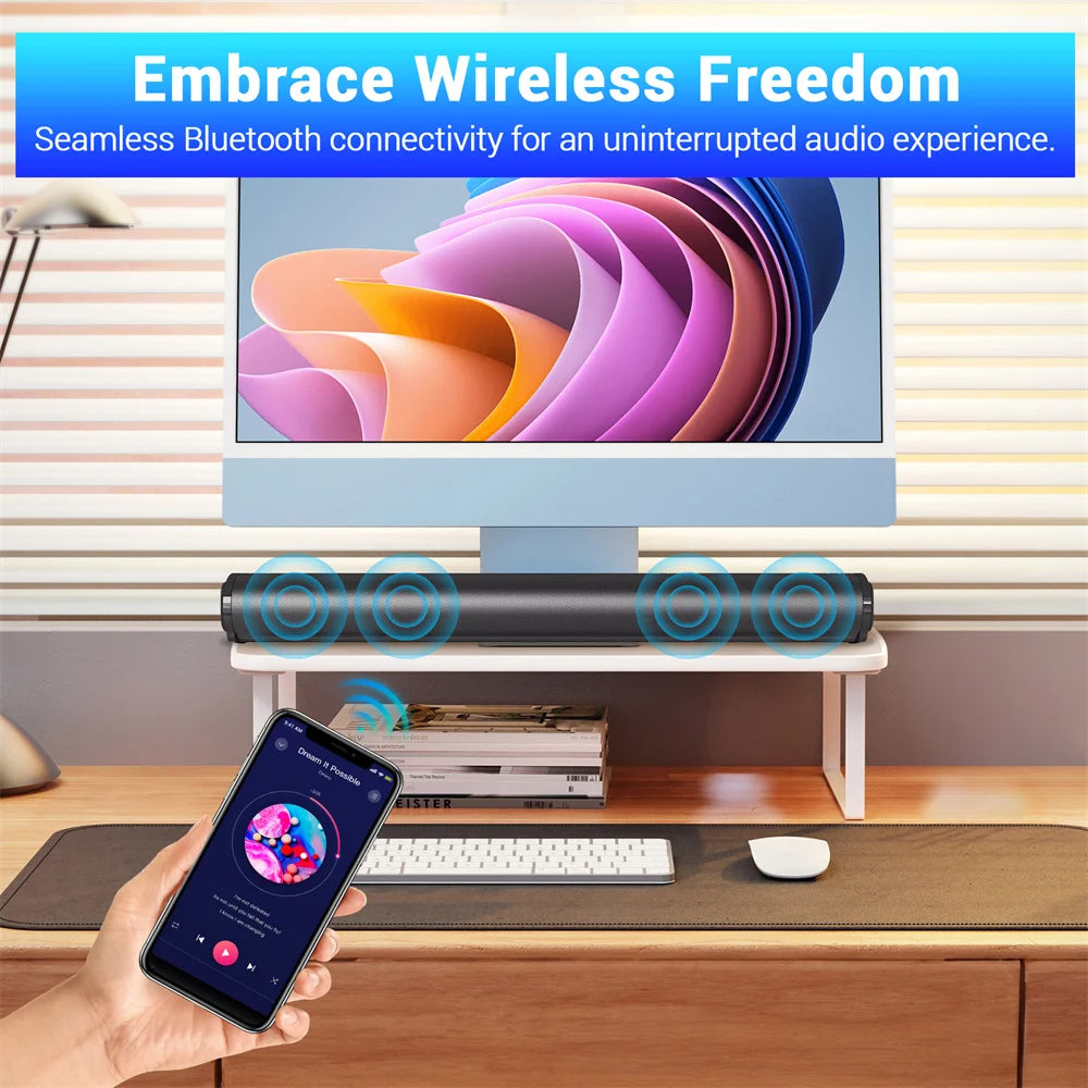 Sound Bar TV Sound System Bluetooth Speaker Wireless Subwoofer Bass Home Theater