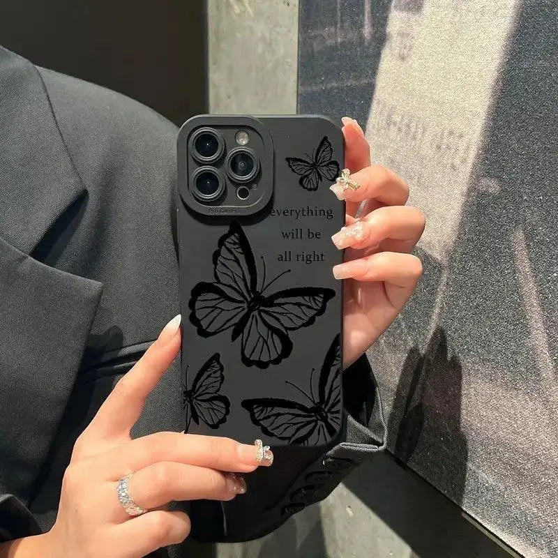 Fashion Letter & Butterfly Pattern Phone Case, All-inclusive  Compatible with IPhone 17 16 Pro Max 15 Pro 14Plus 13 12 11 XR XS
