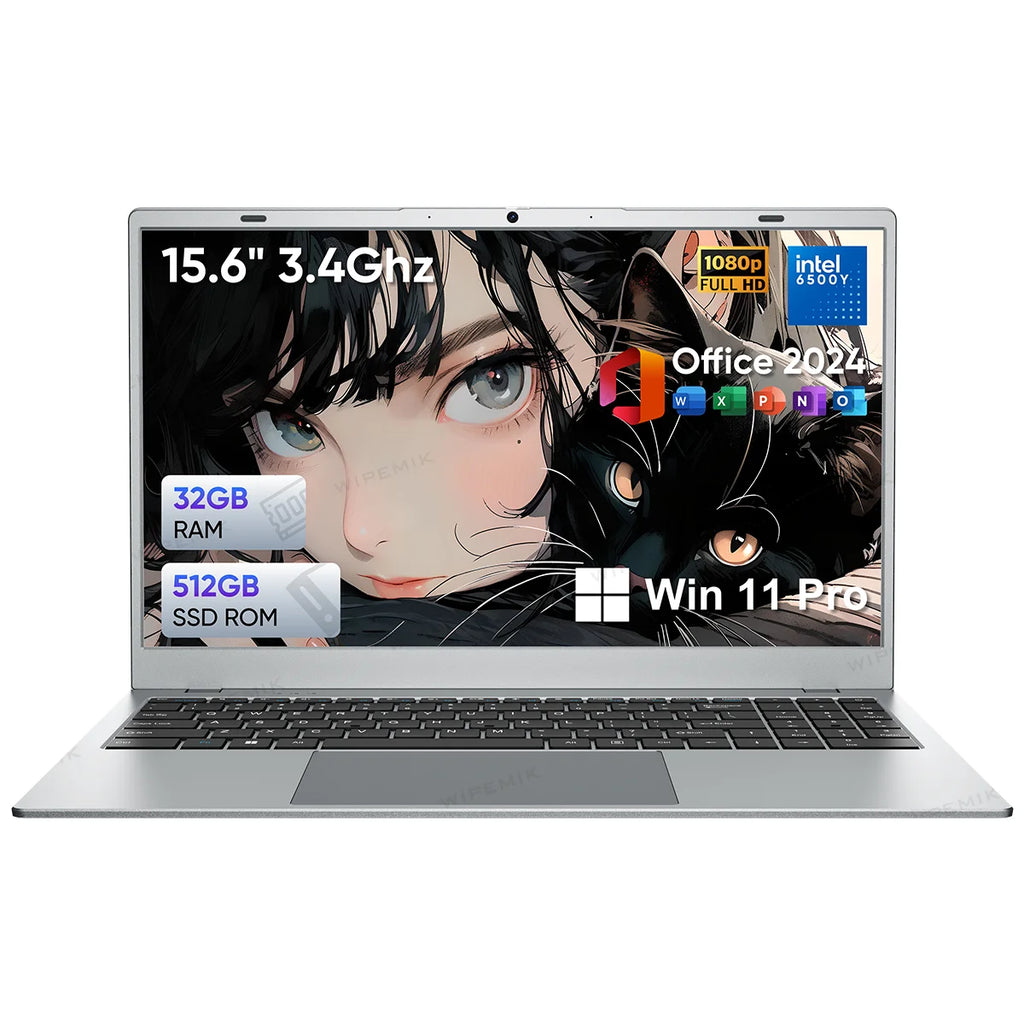 Laptop Computer 15.6 inch FHD intel Pentium Gold 6500Y up to 3.4GHz 32GB RAM 512GB SSD WiFi5,USB-C