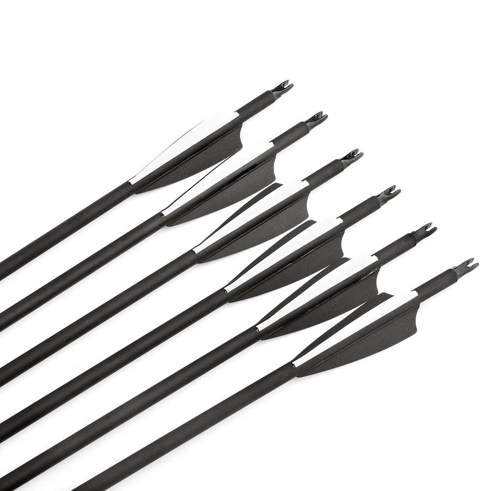 Mixed Carbon Arrows 12pcs 30/31.7 Inch Spine 500 with 3" Rubber Vanes 100 Grain Tips