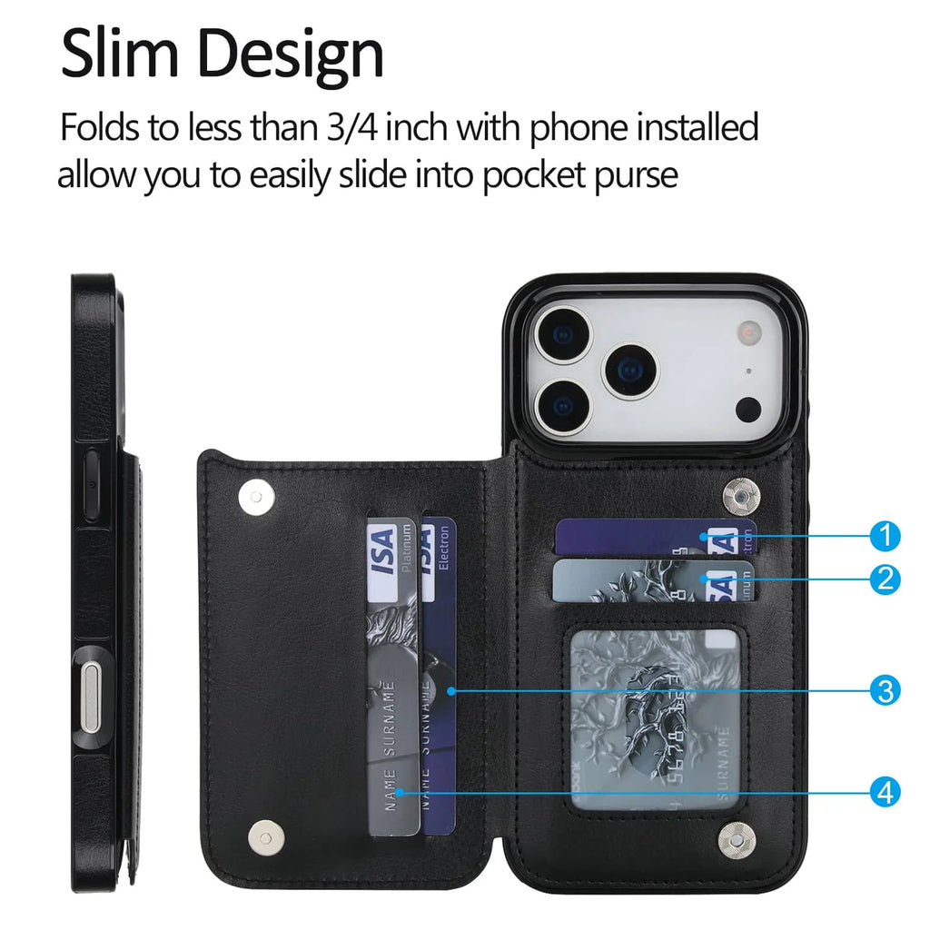 For iPhone 17/Air/17 Pro/17 Pro Max Wallet Case With Card Holder