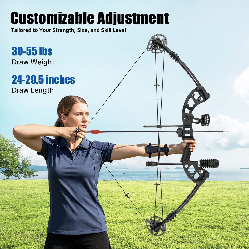 Compound Bow for Adults Right Hand with 12 Arrows and Hunting Kit
