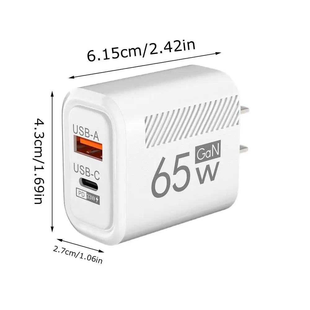 65w 2-Port USB C Wall Charger Phones Double Port Quick