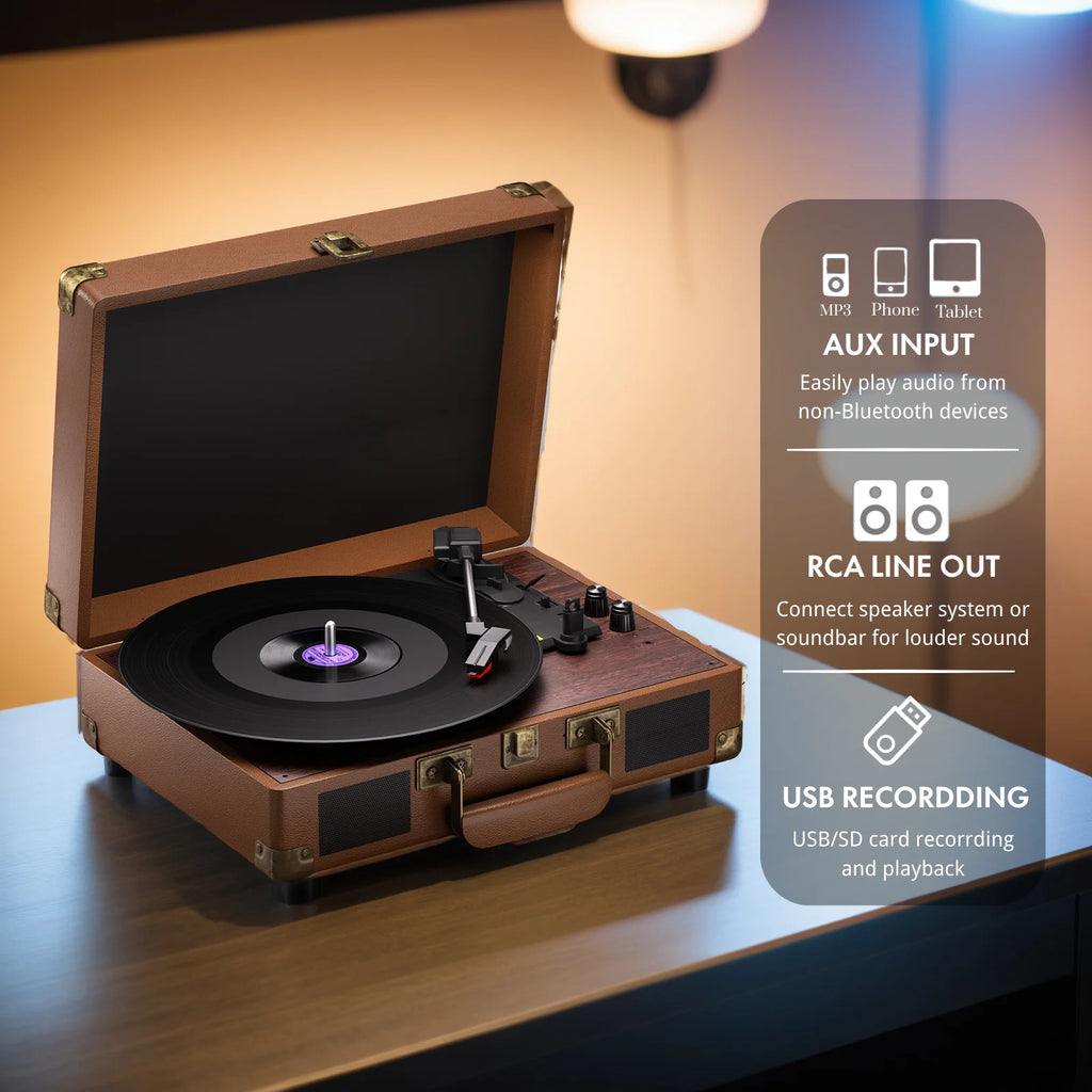 MAIO  3-Speed 33/45/78RPM Vinyl Spinner with 2 Built-in Stereo Speakers