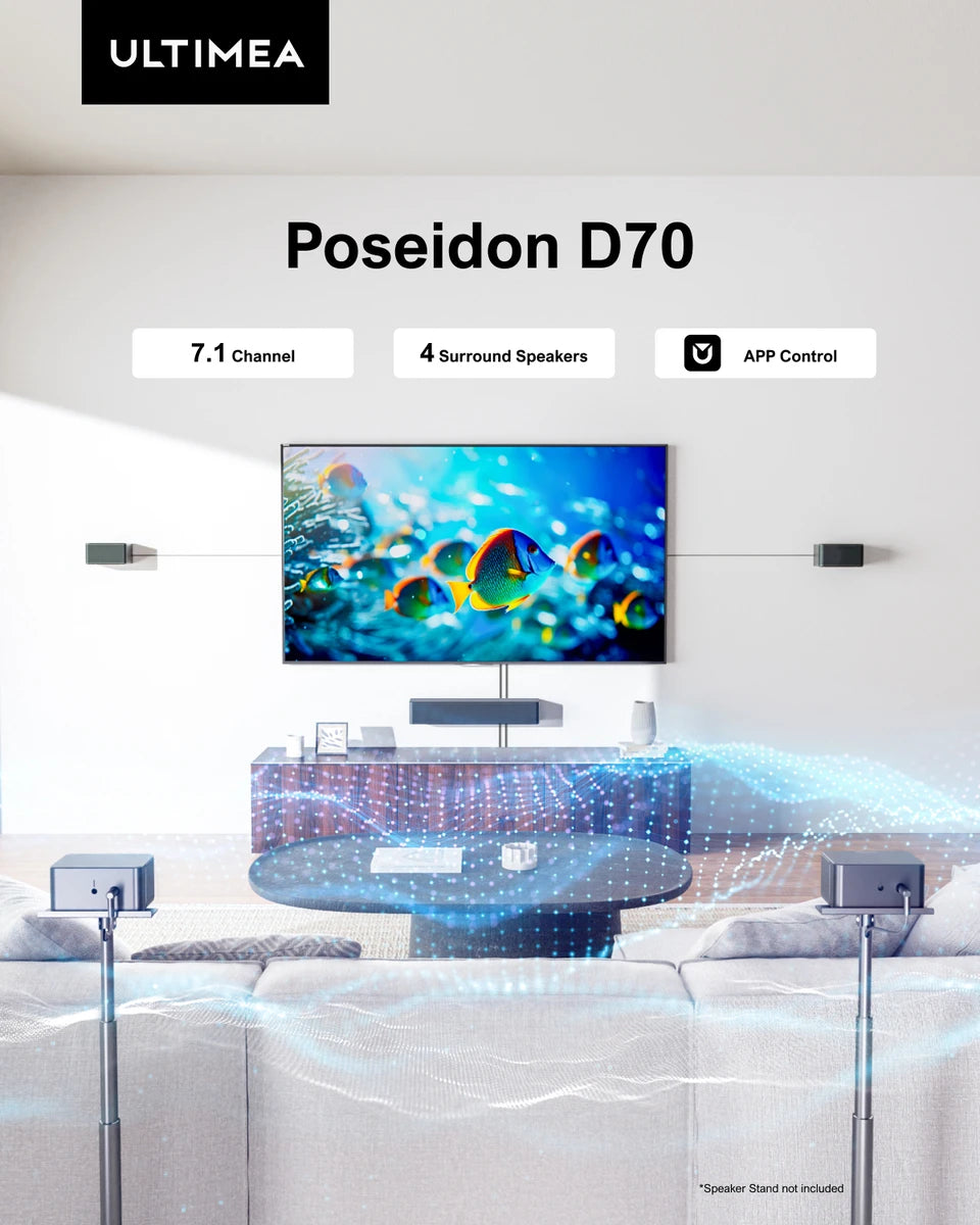 ULTIMEA 7.1 Surround Soundbar, 3D Virtual Surround Sound System with Subwoofer,2 Rear Speakers