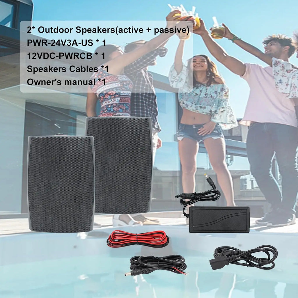 Herdio 6.5 Inches Outdoor Bluetooth Speakers 2 Way Wall Mount Sound Box Home Theater Subwoofer