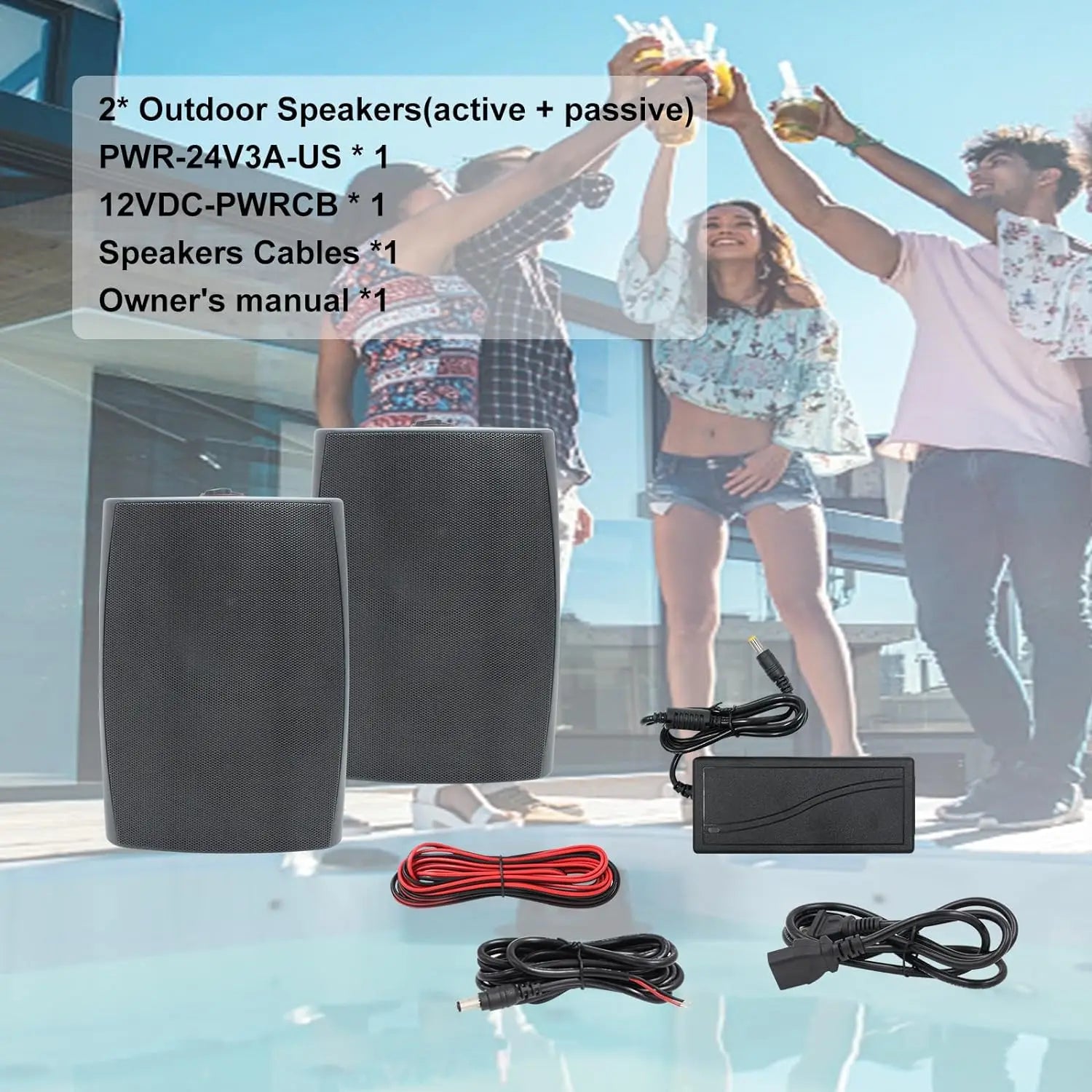 Herdio 6.5 Inches Outdoor Bluetooth Speakers 2 Way Wall Mount Sound Box Home Theater Subwoofer