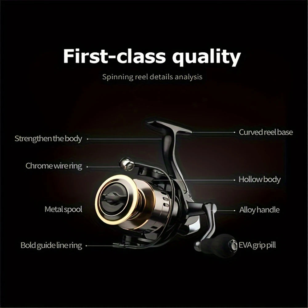 Spinning reels with metal spool and metal rocker arm, 5.2:1 gear ratio