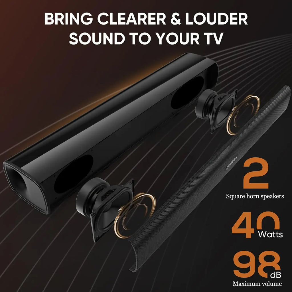 Saiyin Sound Bars for Tv, 40 Watt Small Tv Sound Bars