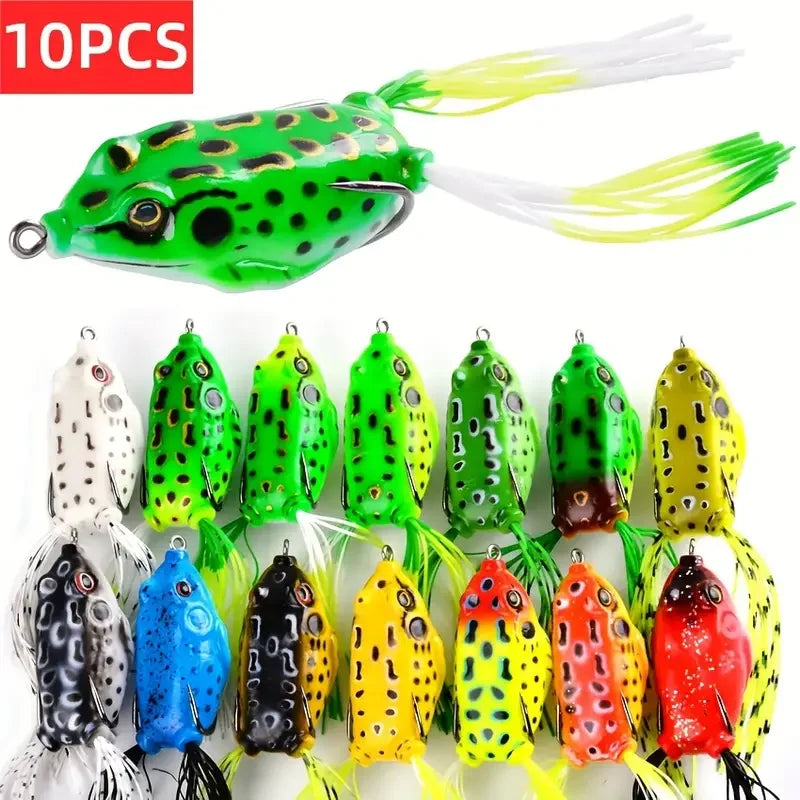 10pcs Frog Shape Lure Soft Tube Bait Plastic Fishing Lure