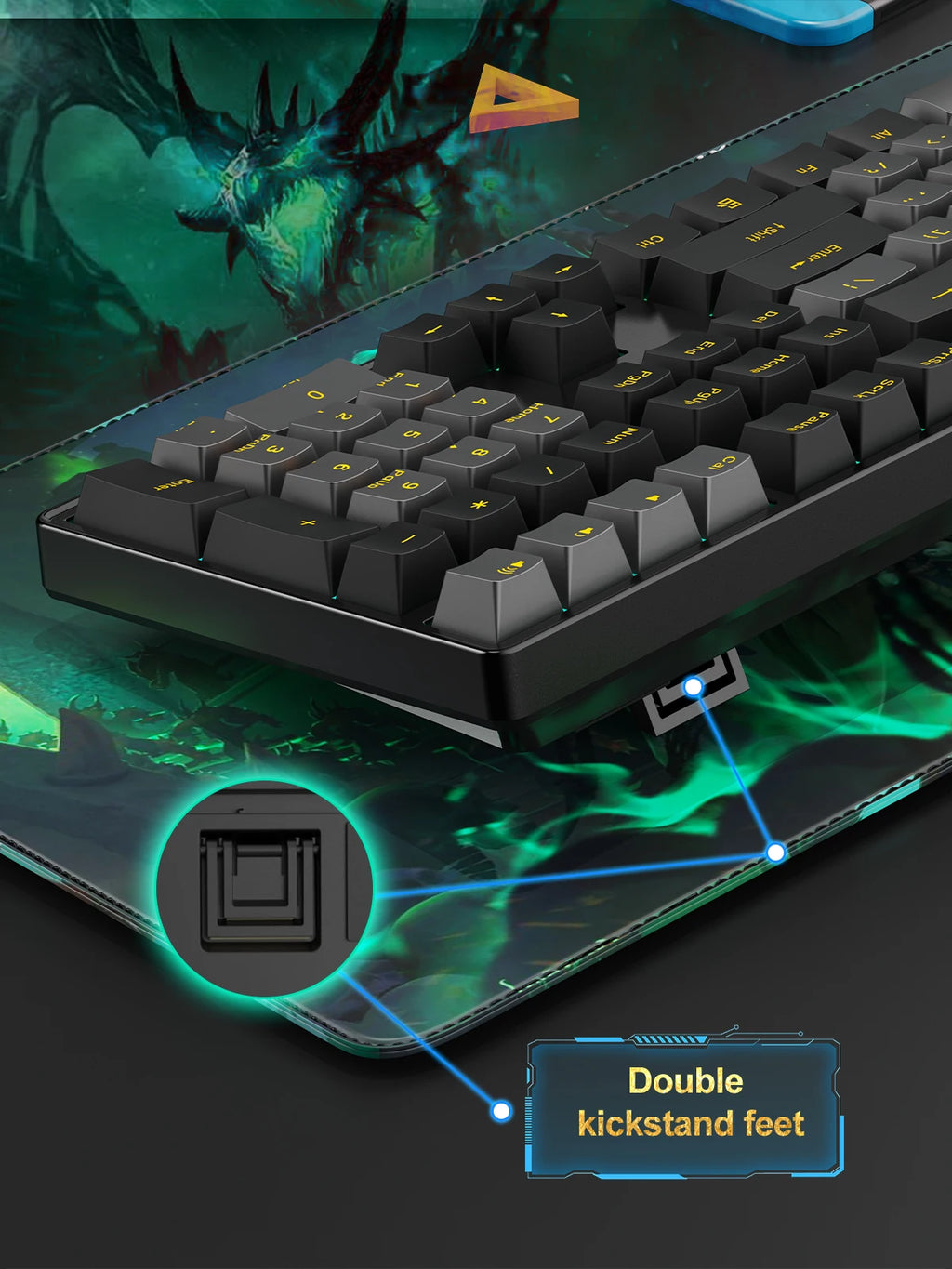 NPET 87 Keys RGB Mechanical Keyboard, Wired 20+ Backlit Modes, Ergonomic Hot Swappable Design