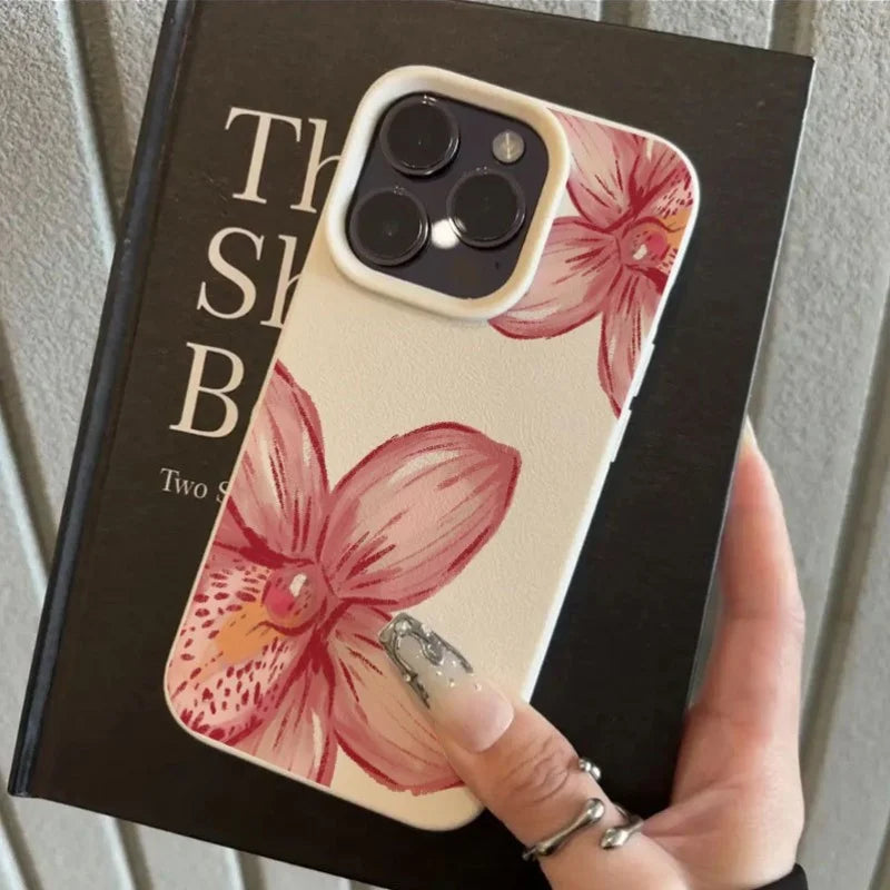 Pink Flower Part Pattern Suitable for iPhone 16 15 14 13 12Pro Max