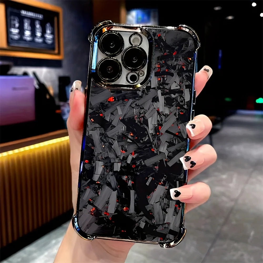 A clear and soft carbon fiber back case for iPhone 17 16 15 14 13 12 11 Pro Max Plus