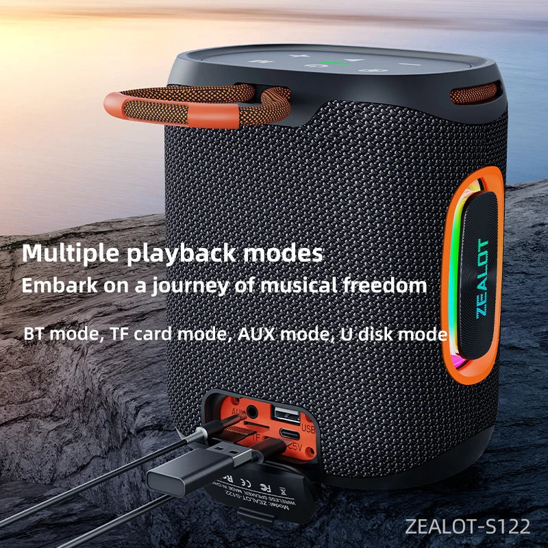 Zealot-S122 Bluetooth Speaker BT5.3 Wireless IPX6 Waterproof Shower Speaker