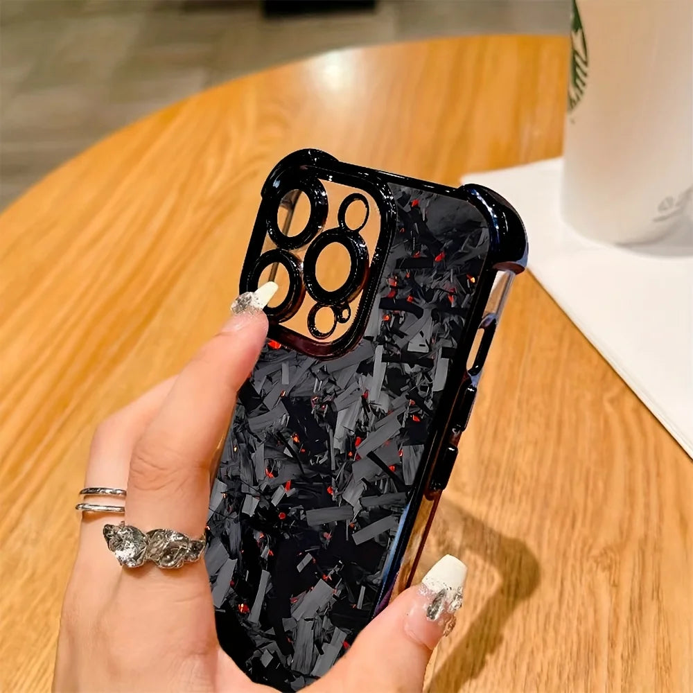 A clear and soft carbon fiber back case for iPhone 17 16 15 14 13 12 11 Pro Max Plus