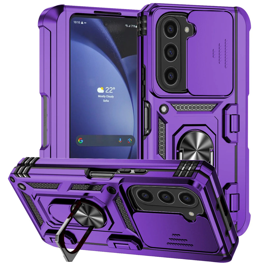 For Samsung Galaxy Z Fold 6 5 4 Phone Cases with Slide Lens Protective Cover Shockproof Camera Protector Case