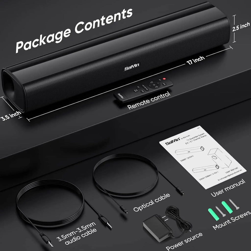 Saiyin Sound Bars for Tv, 40 Watt Small Tv Sound Bars