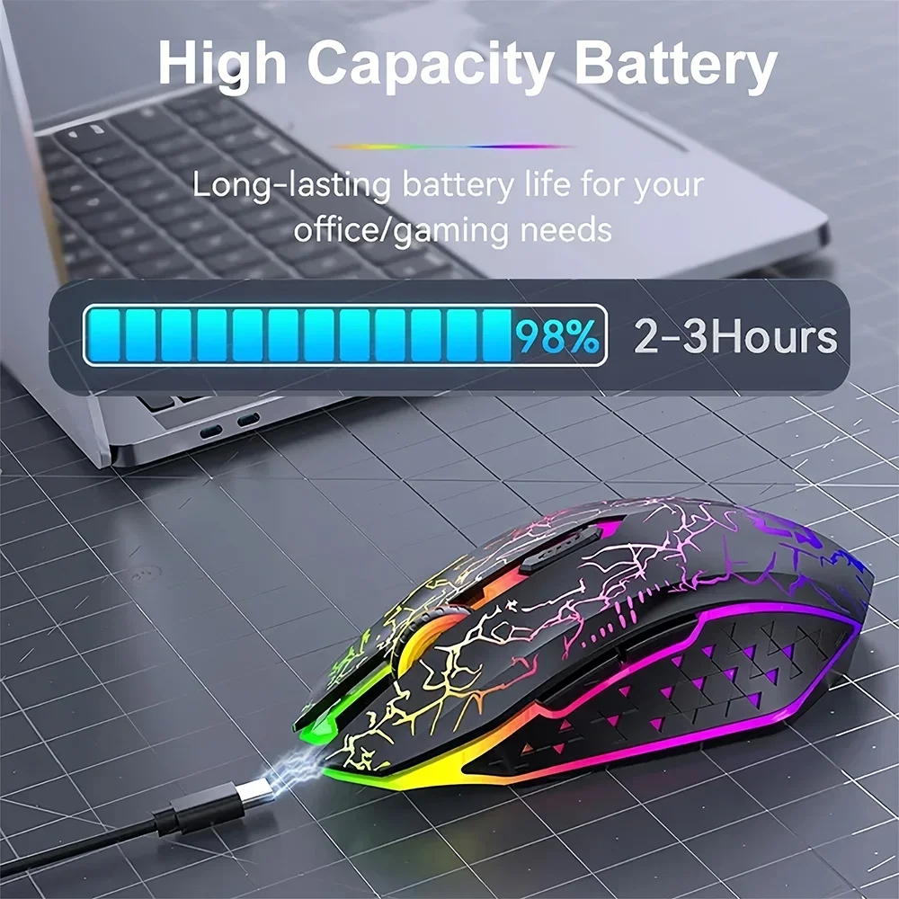 Bluetooth 5.2 Mouse RGB 2.4G Wireless Mouse Dual-Mode Gaming Mouse 6 Buttons
