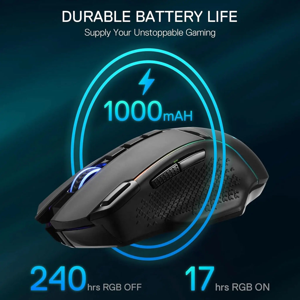 Redragon M991 Wireless Gaming Mouse 26000 DPI 3-Mode Gamer 9 Macro Buttons RGB Backlight