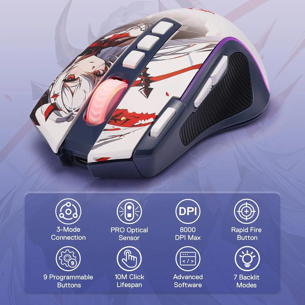 Redragon M612AK PRO RGB Gaming Mouse 8000 DPI Wired/Wireless Optical Mouse