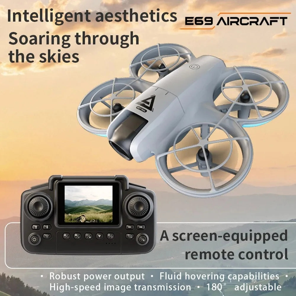 Screen-Controlled Aerial Drone with Dual Cameras, Optical Flow Positioning