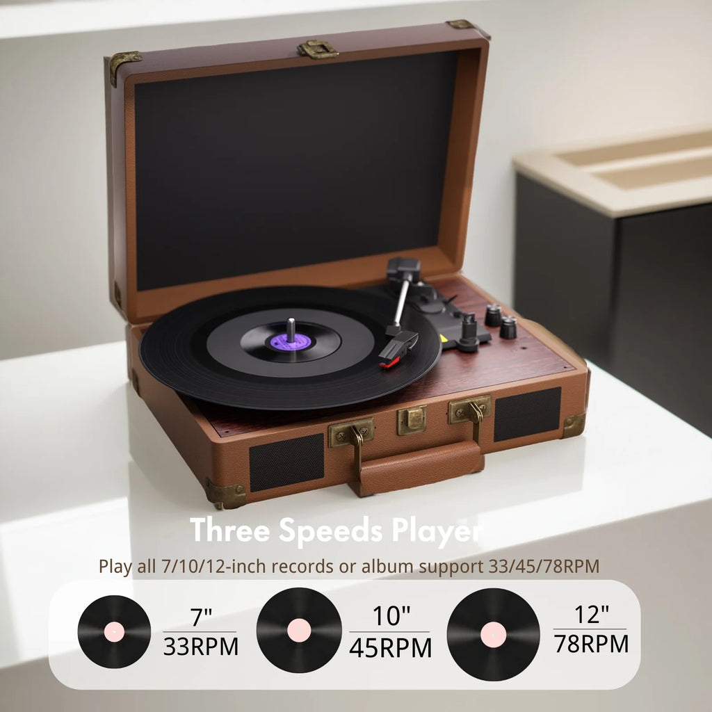 MAIO  3-Speed 33/45/78RPM Vinyl Spinner with 2 Built-in Stereo Speakers