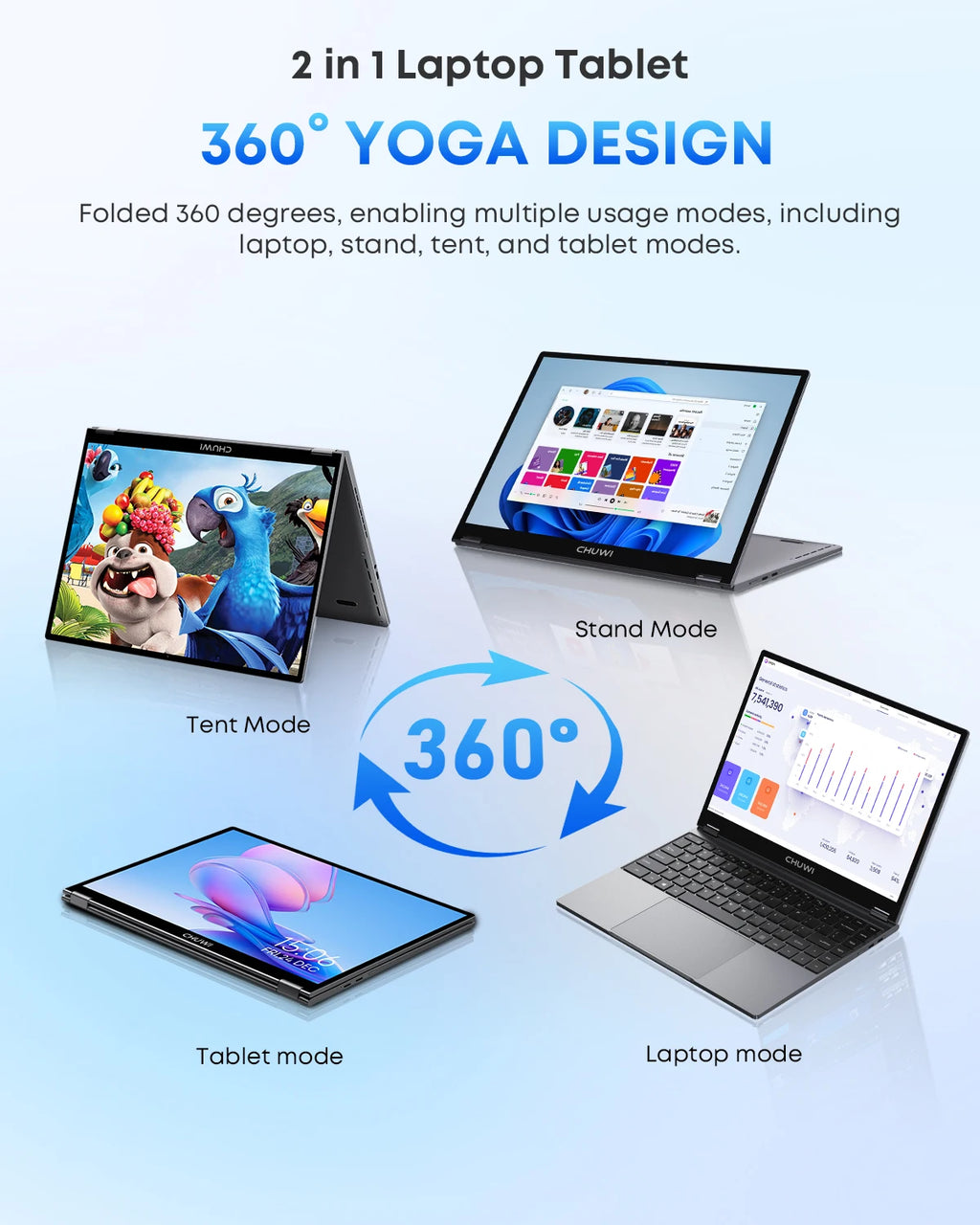 CHUWI FreeBook 2-in-1 Laptop 13.5'' Intel N150(UP to 3.6GHz) 16GB LPDDR5 RAM 512GB SSD  Windows 11