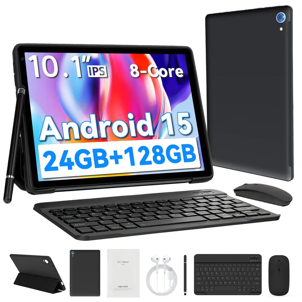 URAO 10 Inch Android 15 Tablet 8 Core Tablets 24GB+128GB 1TB Expansion WiFi6 5MP+8MP