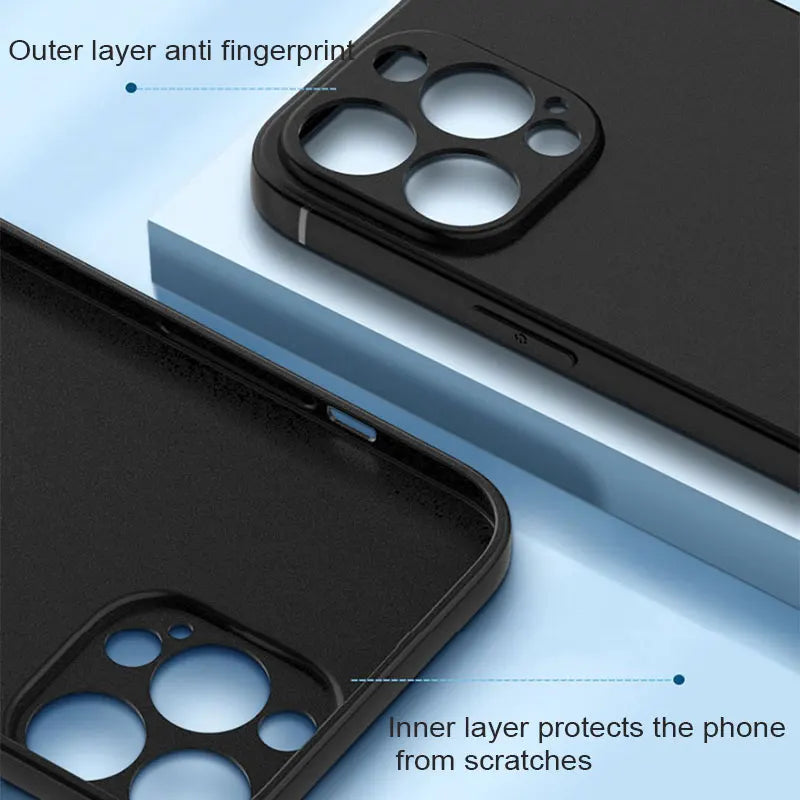Luxury Black Phone Case For iPhone 16 15 14 11 12 13 Pro Max 7 8 Plus 13 Mini 16E SE 2022 Xr X Xs
