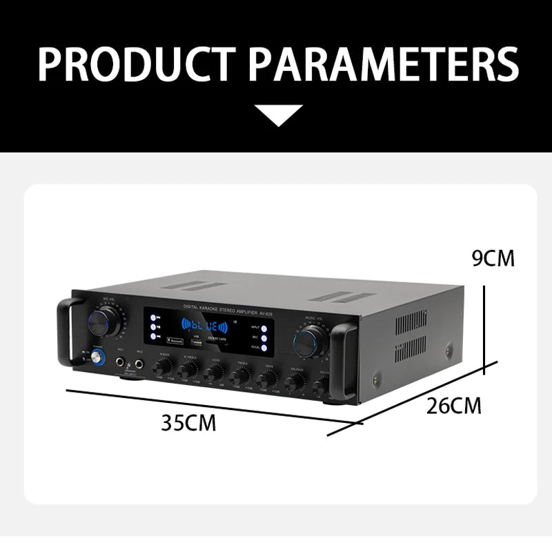 LDZS Wireless Bluetooth Amplifier, Stereo Speaker, Home Audio Receiver, FM Radio, USB, 2 Microphones, Echo, 3 Channels, 1600 W