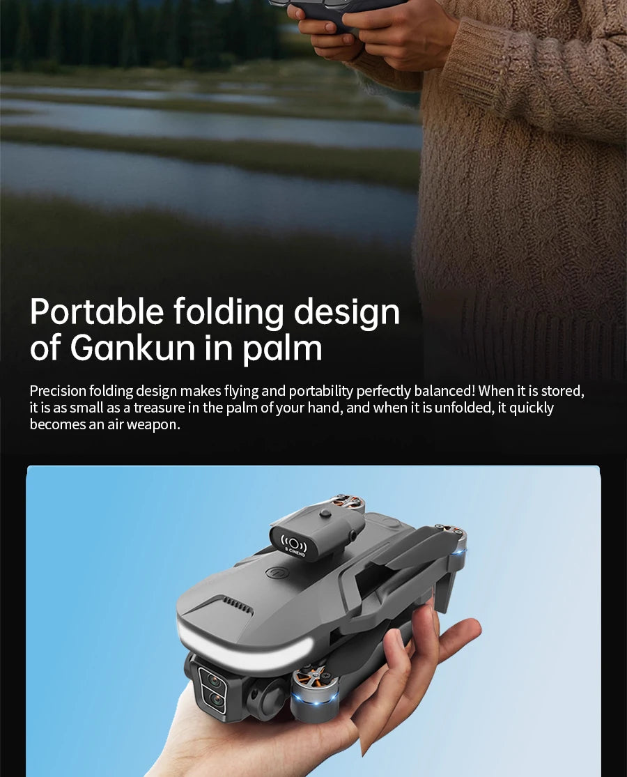 drone with 8K professional dual camera studio with remote control has 4.5inch screen