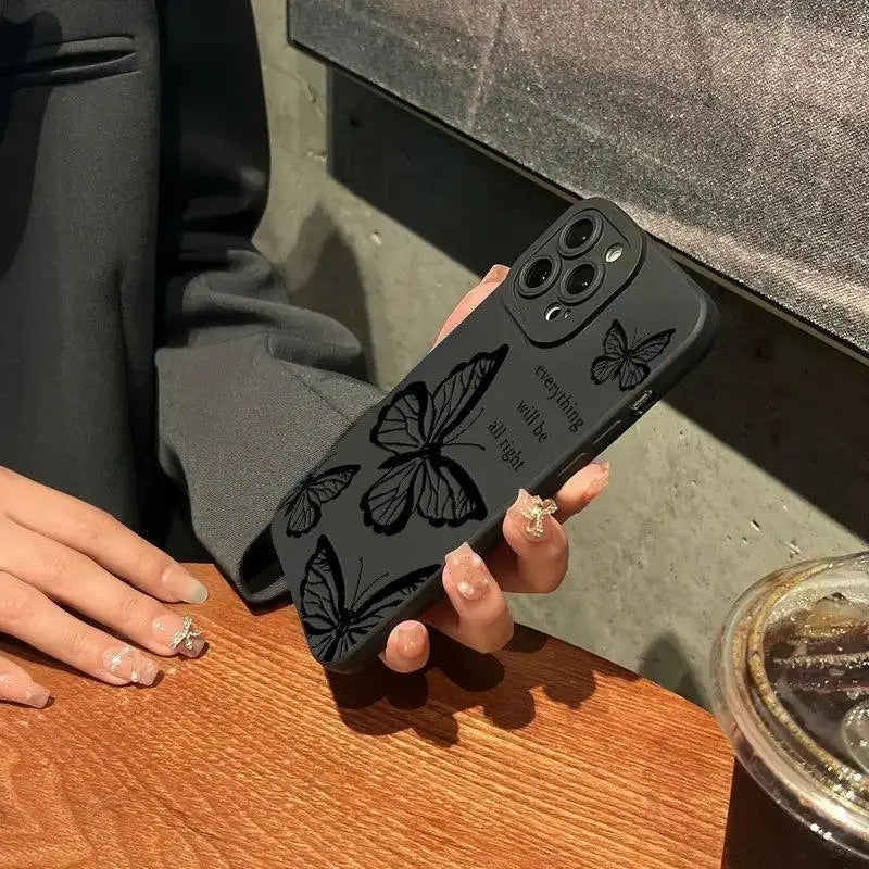 Fashion Letter & Butterfly Pattern Phone Case, All-inclusive  Compatible with IPhone 17 16 Pro Max 15 Pro 14Plus 13 12 11 XR XS